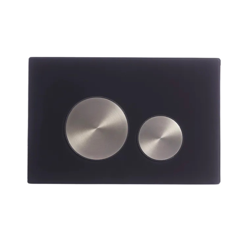 Product cut out image of the Tavistock Black Glass Dual Flush Plate